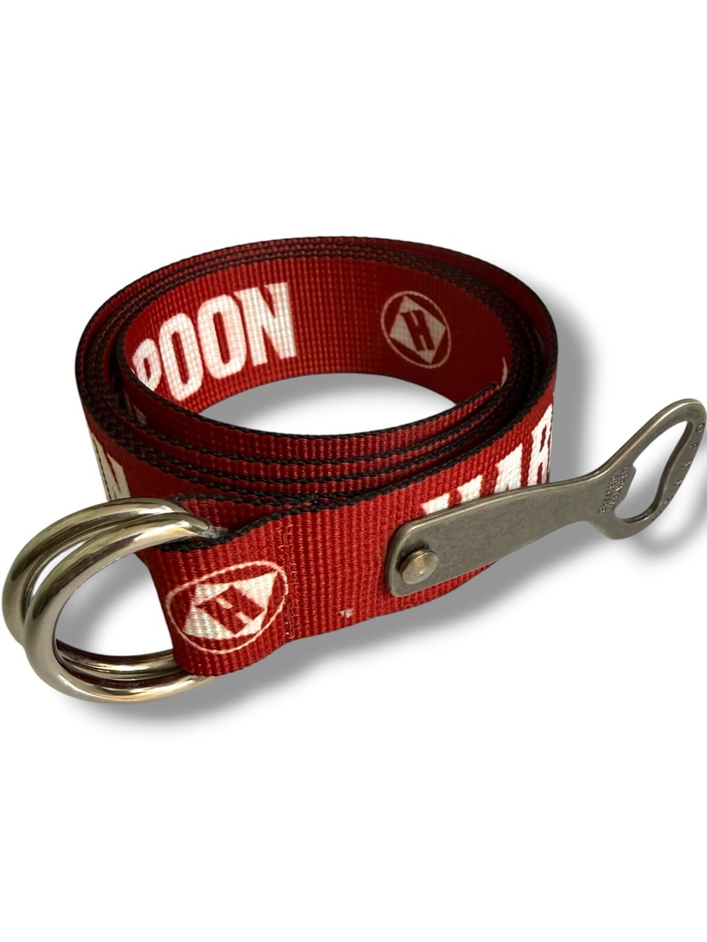Thomas Bates Harpoon Brewery Red Web Belt Bottle Opener D-Ring USA Adjustable